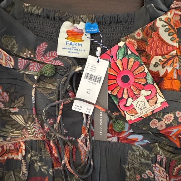 FARM Rio x Anthropologie Floral Midi Dress XS NWT Puff Sleeve Boho - Picture 9 of 12
